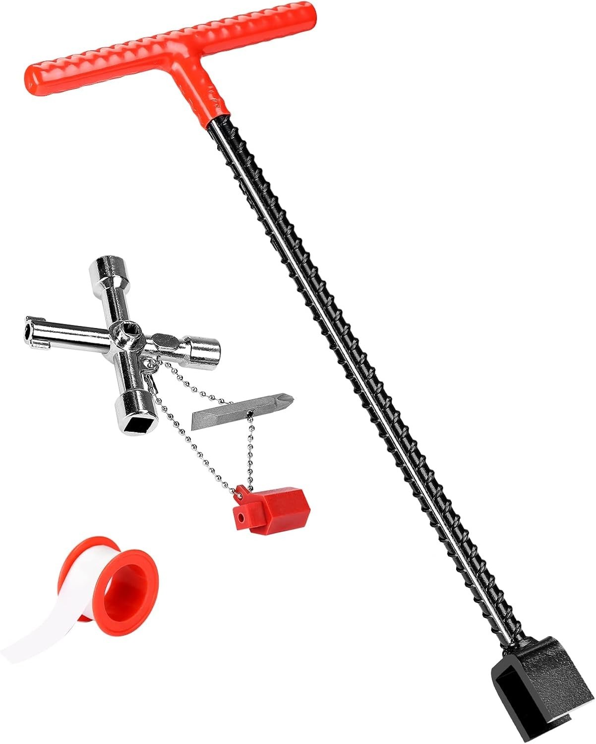 Durable 17-Inch Water Meter Key and 4-Way Valve Tool - Essential for Homeowners