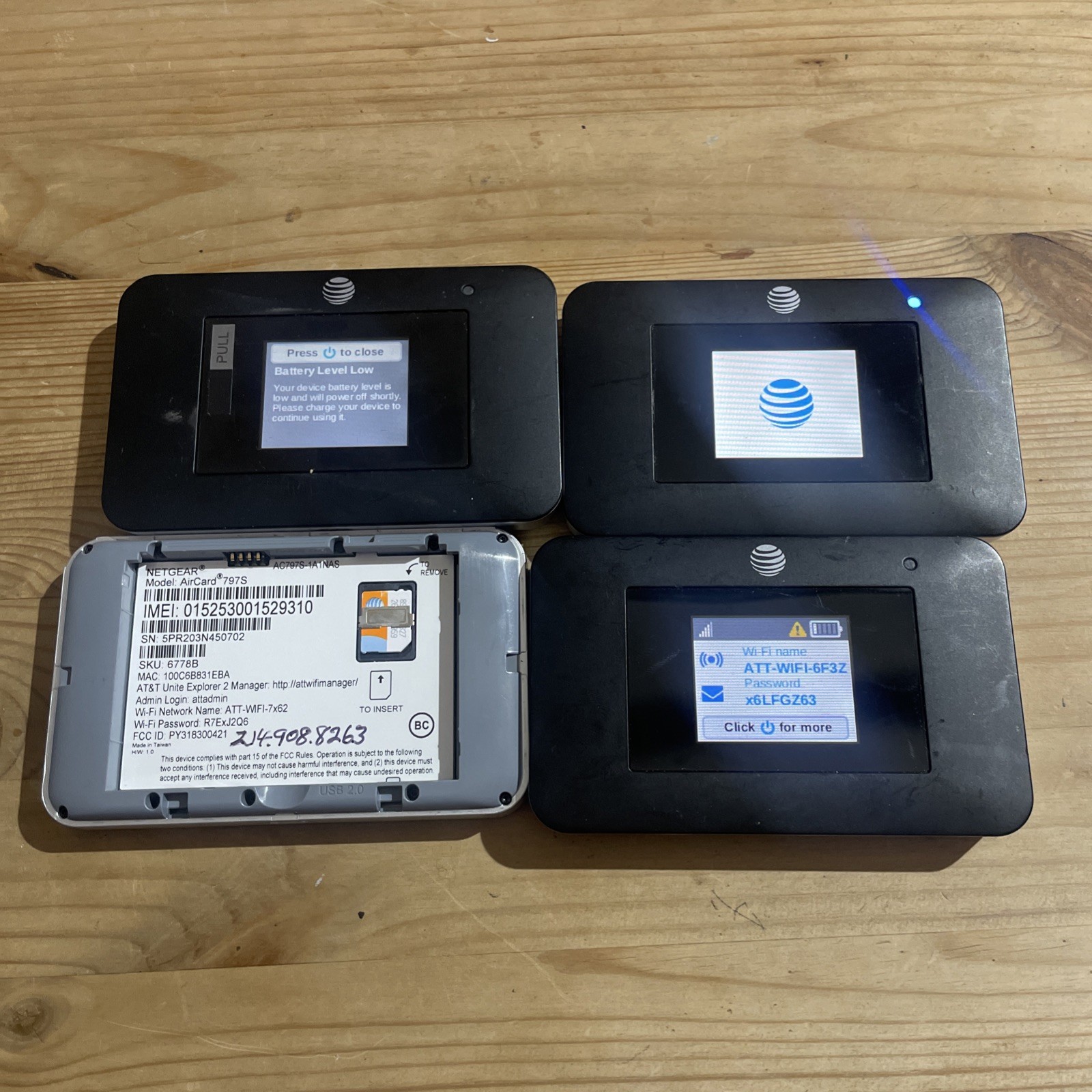 LOT OF 4 NETGEAR Aircard 797S AirCard Wireless Mobile Hotspot AT&T Network