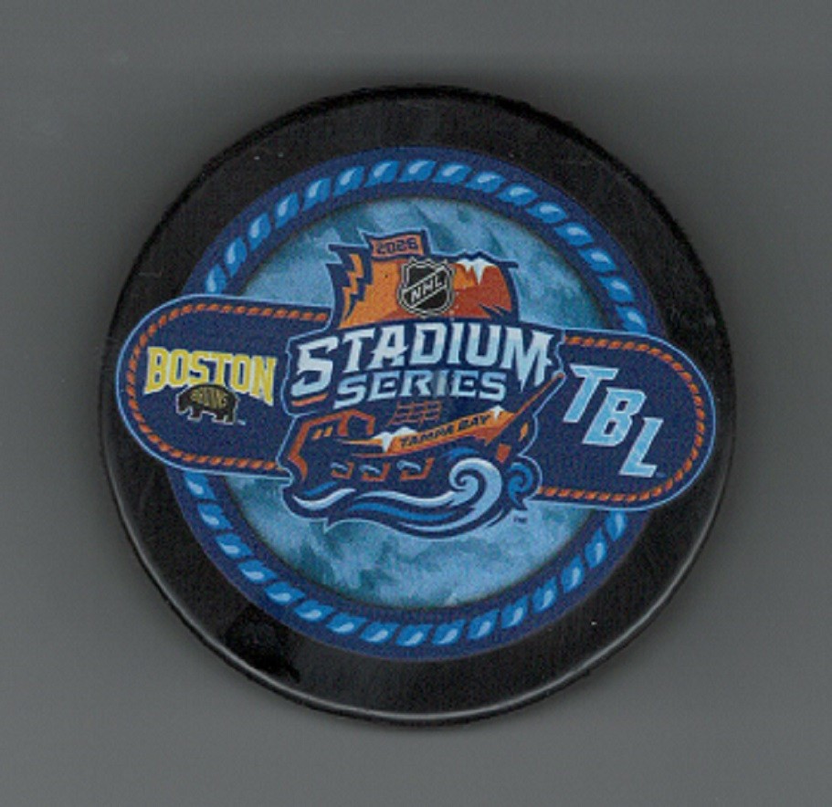 STADIUM SERIES 2026 NHL BOSTON BRUINS vs TAMPA BAY LIGHTNING PUCK #inFRk1 #5L#2L