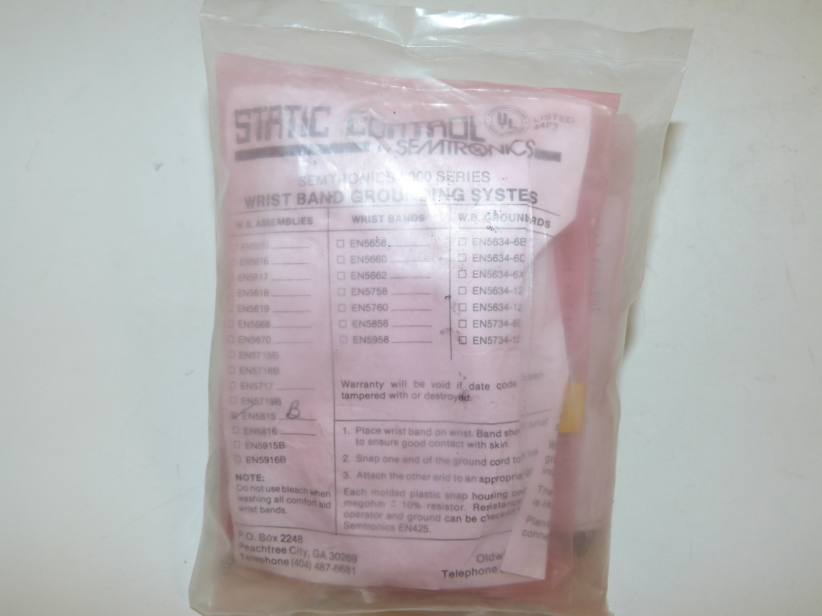 Semtronics EN5815 Wrist Band Grounding Systems NEW