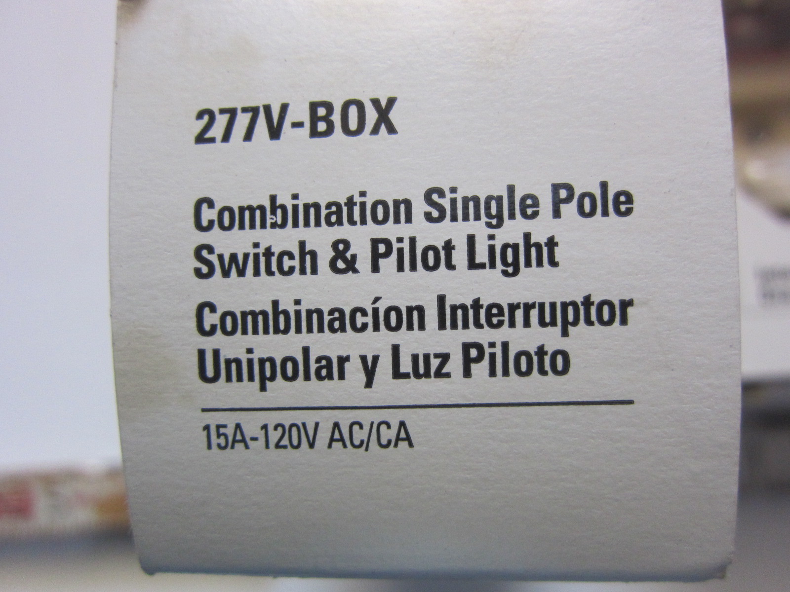 Cooper 277V-BOX Ivory Combination Single Pole Switch & Pilot Light Lot of 2, New