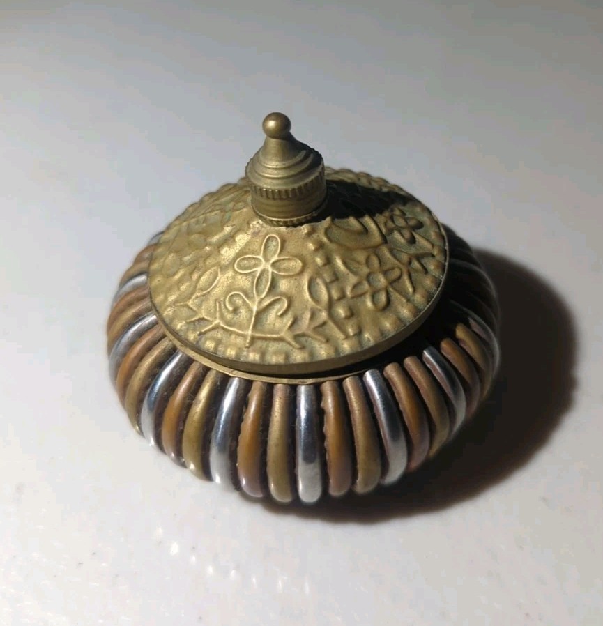 Small Three Tone Metal Trinket Box Made in India