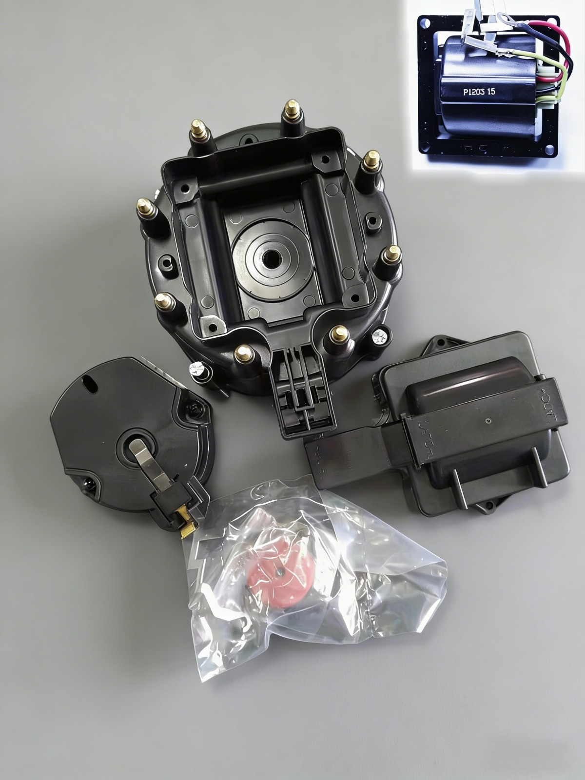 GM HEI Black Distributor Cap Rotor Set SBC BBC 350 354 65K Volt Coil Module Kit