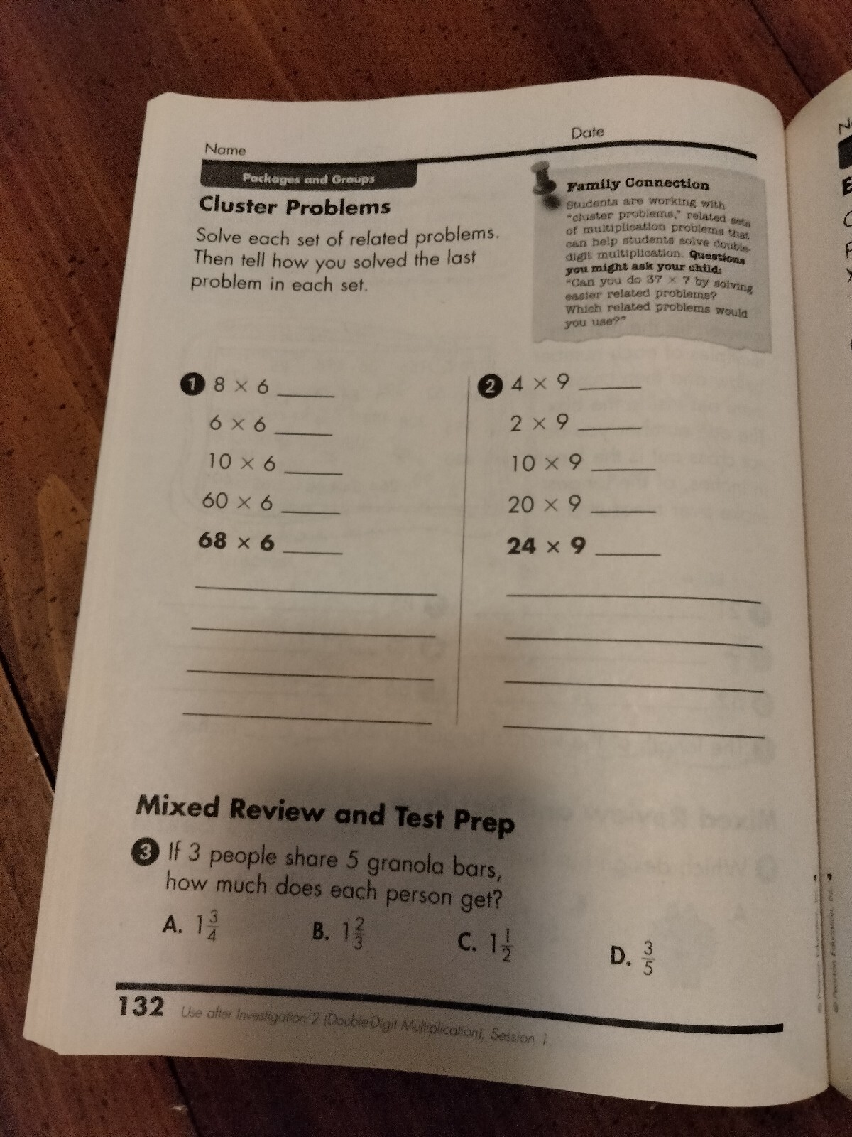 Today's Math 4 Student Workbook: Investigations in Number, Data and Space