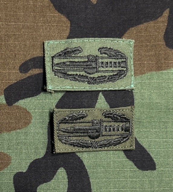 US Army CAB (2) BDU Sew-On Combat Action Badge OD Green