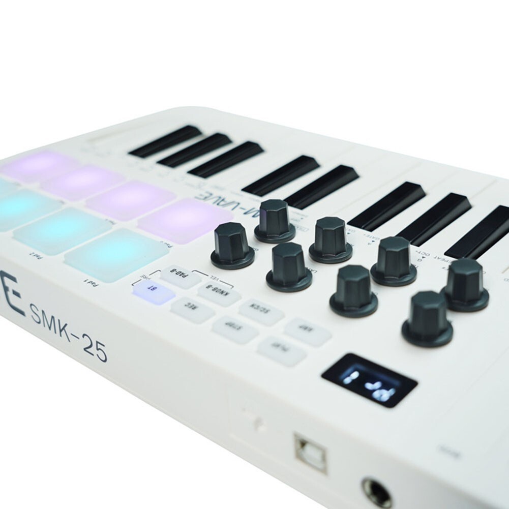 For M VAVE MIDI 25Key USB MIDI Control Keyboard Controller 8 Backlit Drum Pads 8
