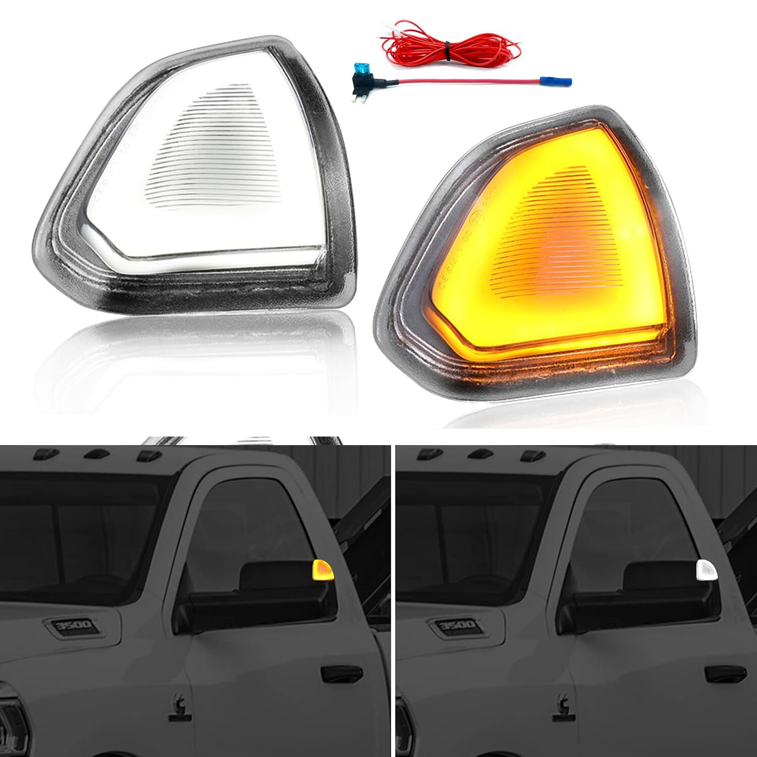 LED Side Tow Mirror Turn Signal Light DRL For Dodge Ram 1500 2500 3500 4500 5500