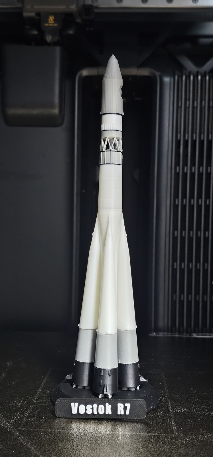 1/200 Scale Soviet Vostok R7 Launch Vehicle 3D Printed Rocket Model