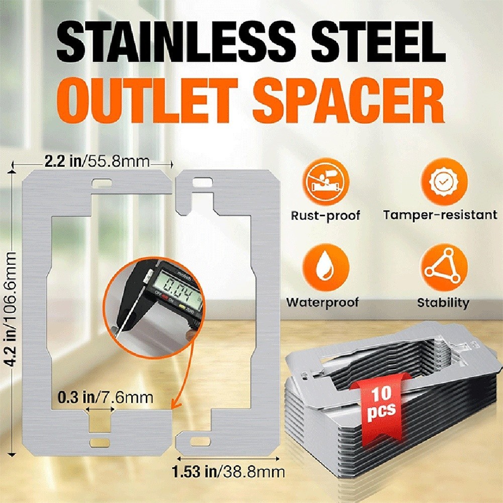 10pc Stainless Steel Wall Plate Spacers for Smooth Installation Process
