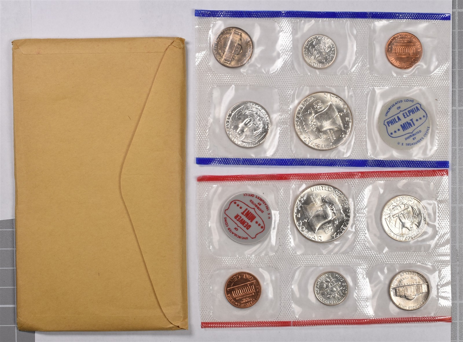 1961-P&D U.S. Mint 10 Coin Uncirculated Set With Envelope