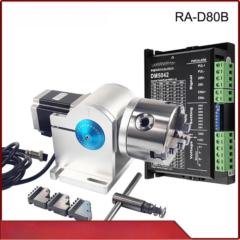 Rotary Attachment Diameter D80mm Rotary Device, Three-Jaw Chuck + Drive Unit
