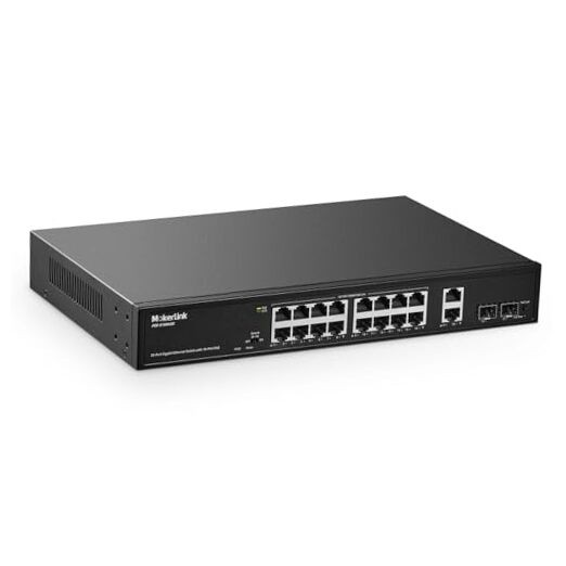 20 Port Gigabit PoE Switch, 16 Gigabit PoE+ Ports, 2 Gigabit Uplink, 20*1G POE