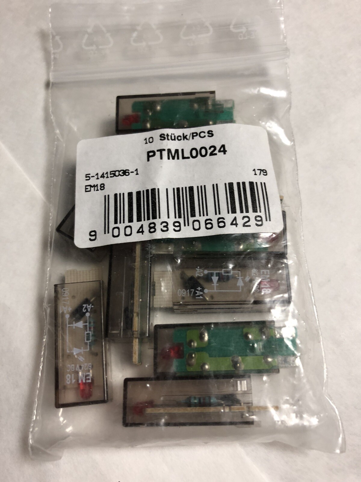 LOT 10 EM18 6/24 V DC TE CONNECTIVITY PTML0024 RED LED RELAY MODULES 6/24V DC,EN