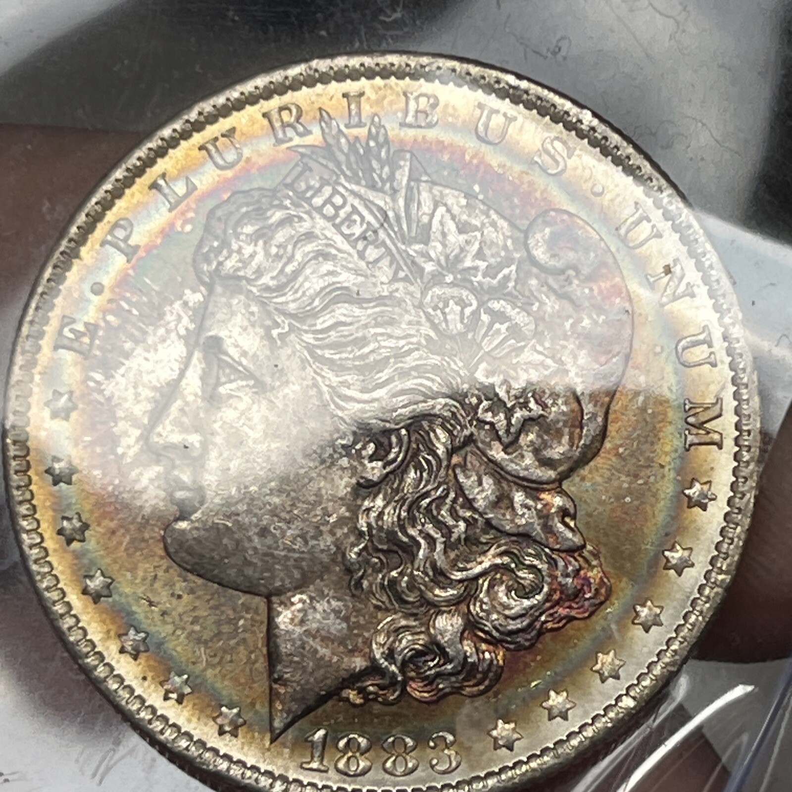 1883-O Morgan Silver Dollar GEM BU++  Natural Tone B08