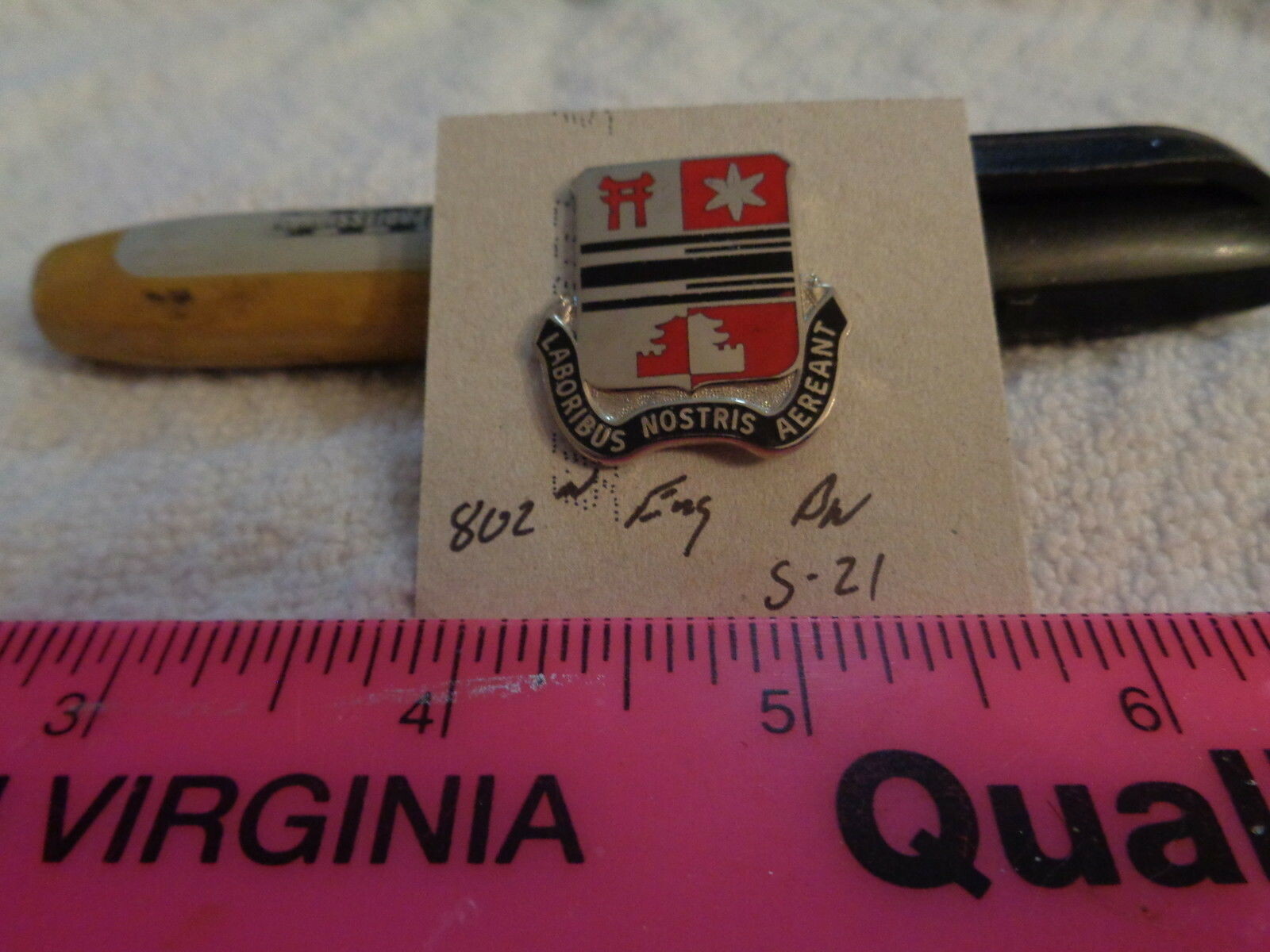802nd Engineer Battalion S-21 Unit Crest, DI, DUI (DRAW#L13)