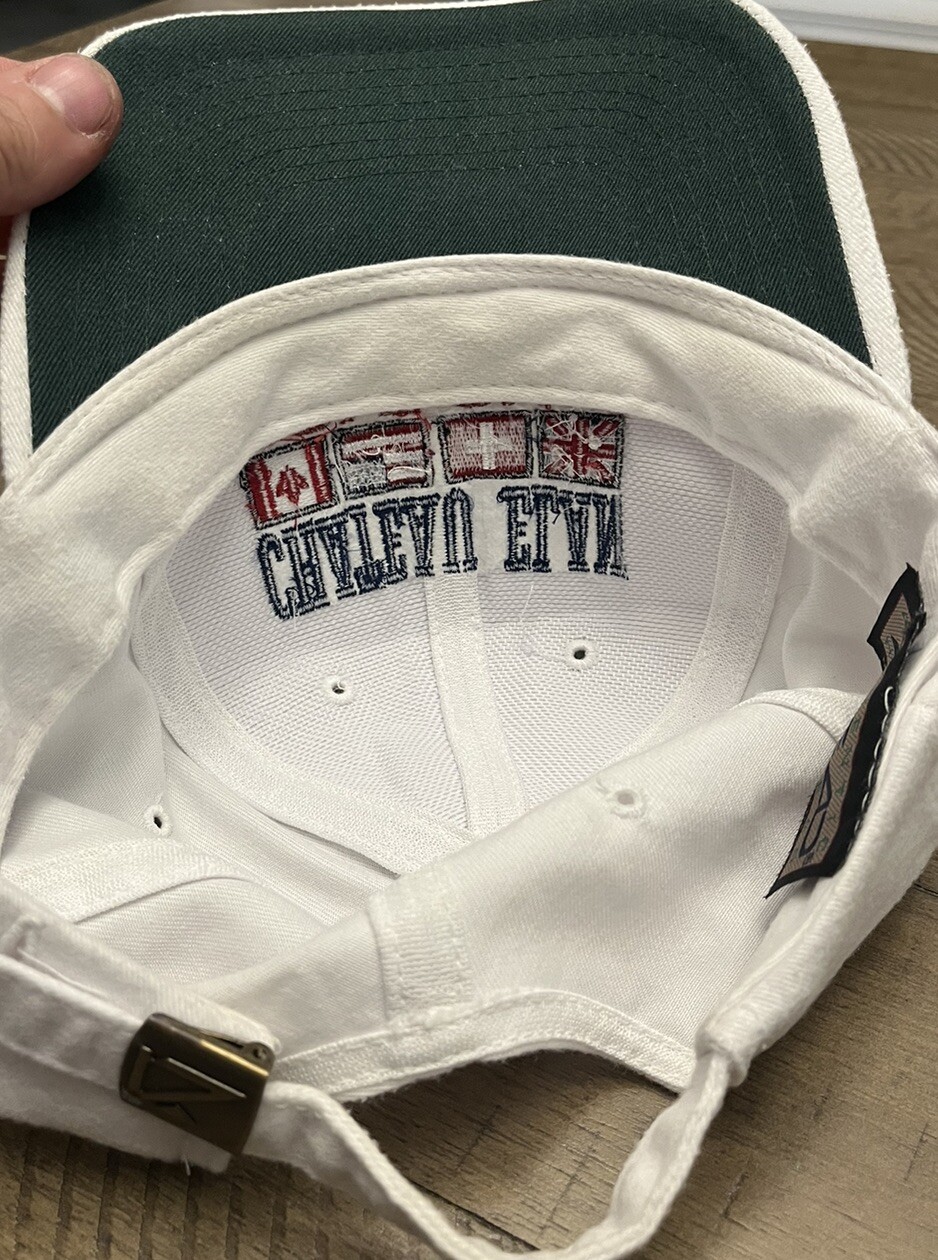 Vintage Chateau Elan Golf Club White Hat Cap With Strap And Buckle