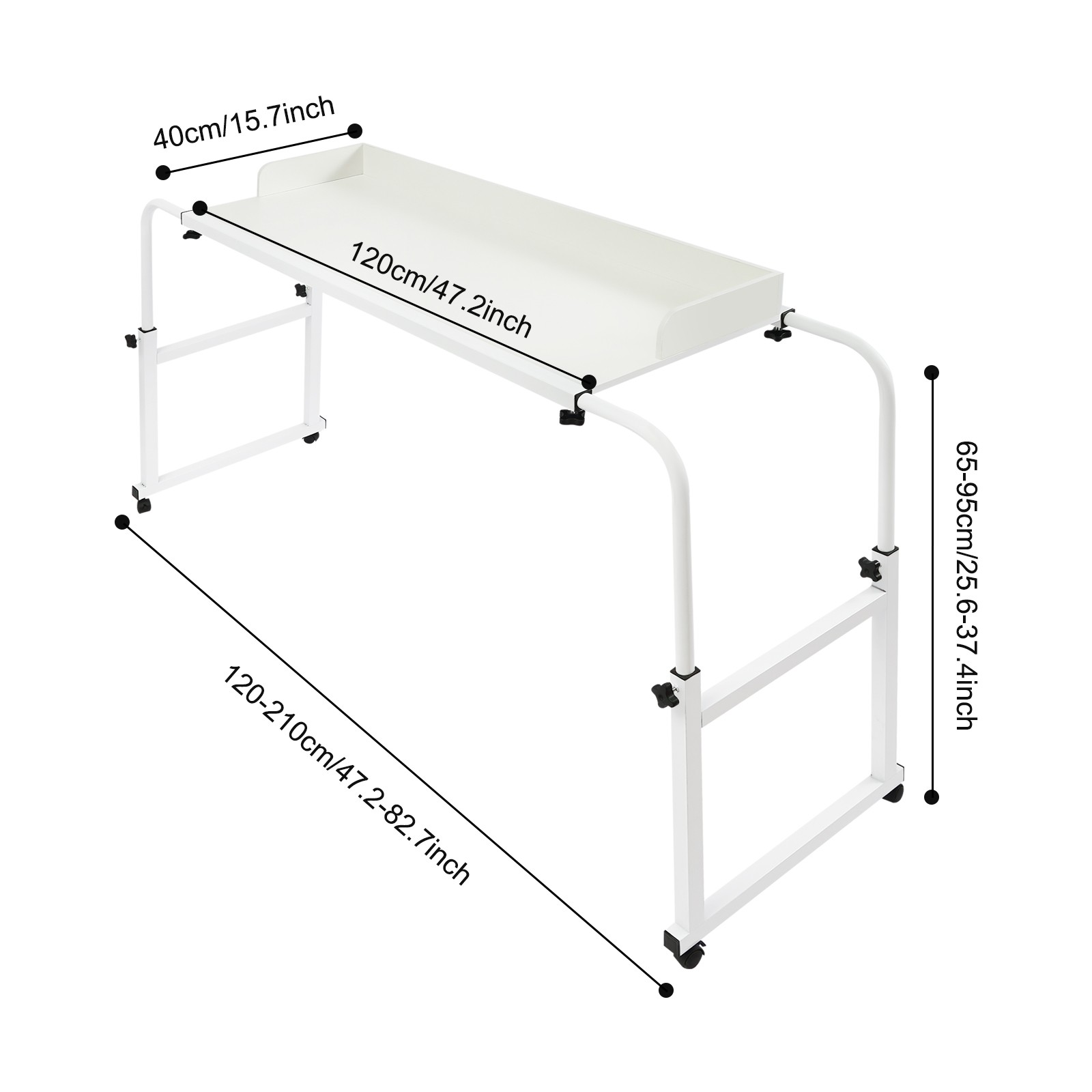 Height Adjustable Overbed Table, Overbed Table with Wheels, Over Bed Desk