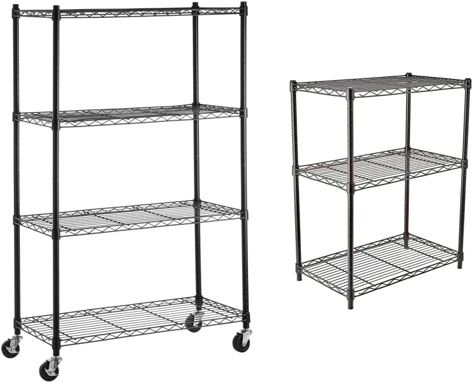 4-Shelf Shelving Storage Unit on 3'' Wheel Casters Black 36L x 14W x 57.75H &