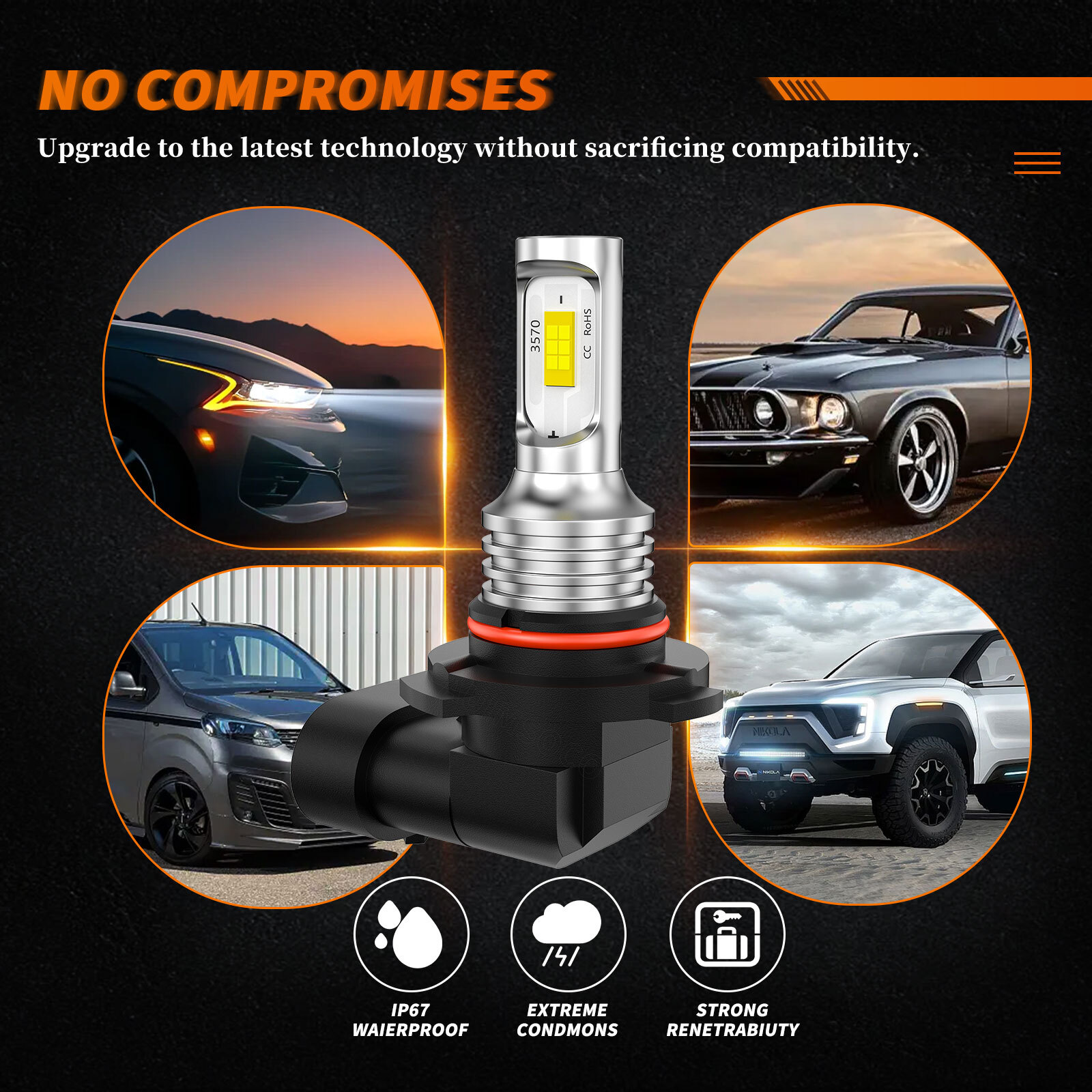 9006 HB4 LED Headlight Bulb Conversion Kit Low Beam White Super Bright 6500K