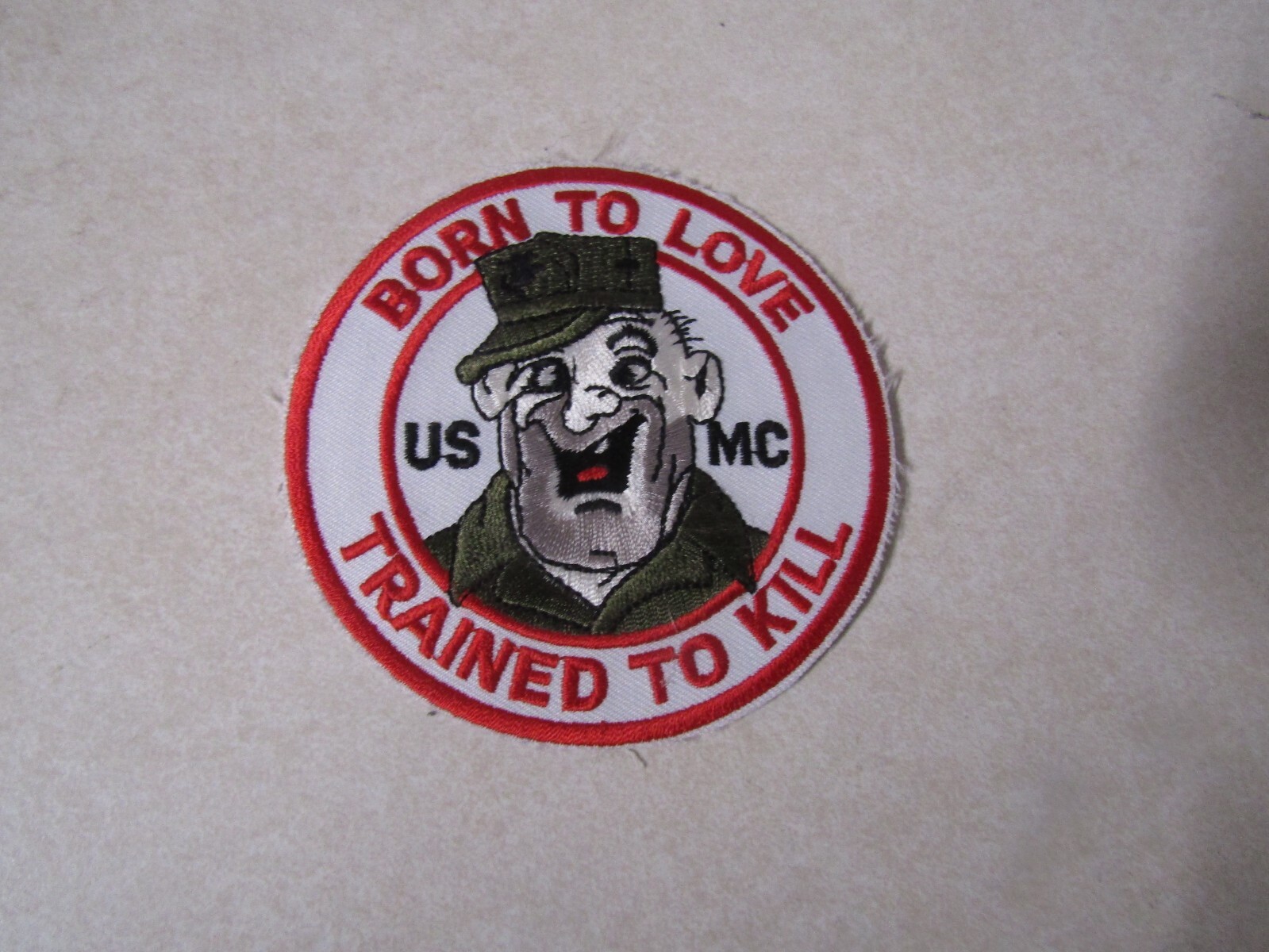 MILITARY PATCH VINTAGE US MARINE CORPS BORN TO LOVE TRAINED TO KILL