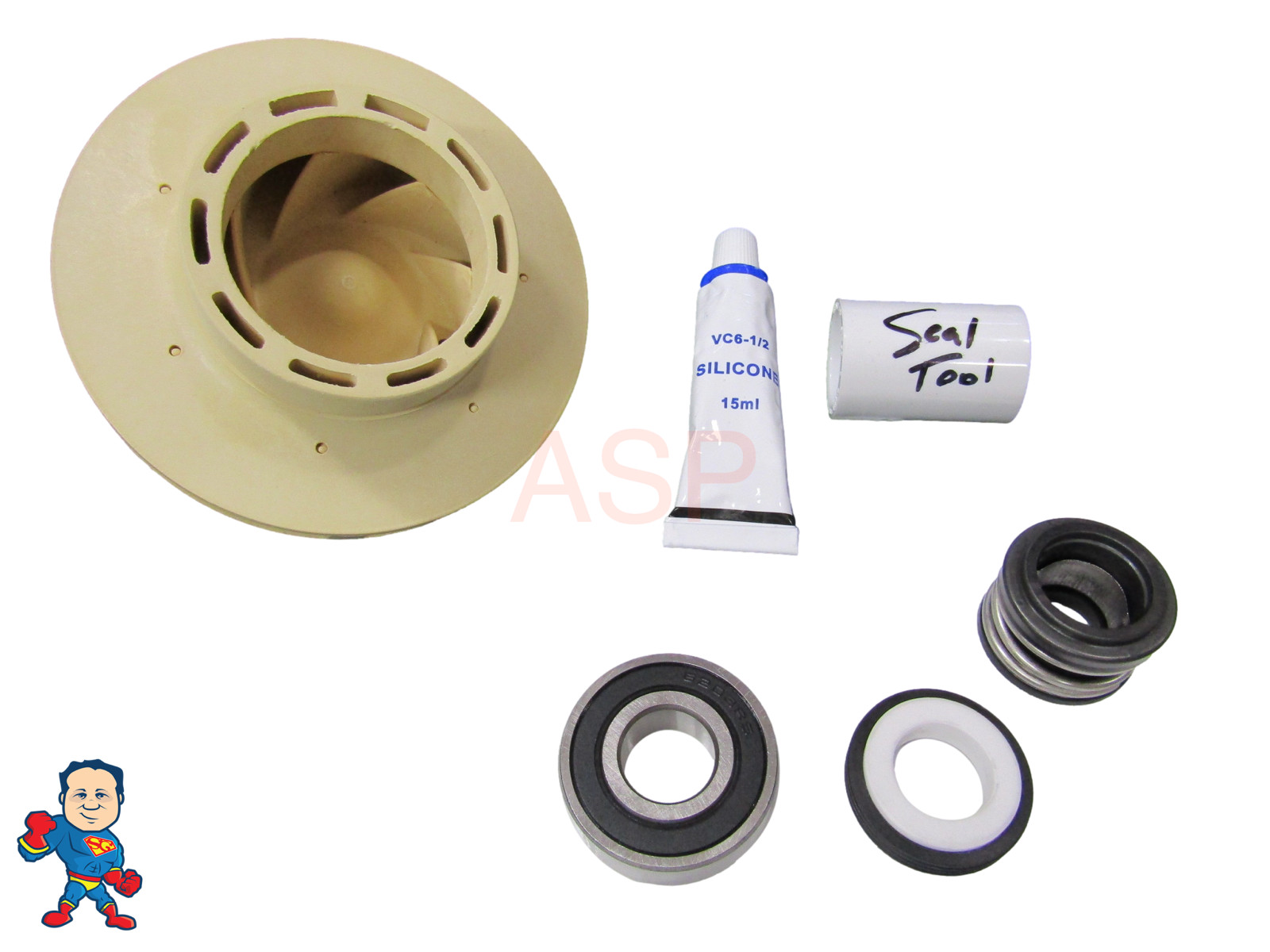 Spa PUMP 2.5HP IMPELLER, Bearing & SEAL KIT MAY 2009+ JACUZZI® PREMIUM SUNDANCE