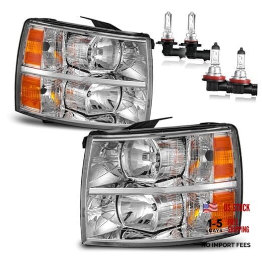 Headlights W/Bulbs for 2007-2013 OE Replacement Chrome - With H/L Beam Bulbs