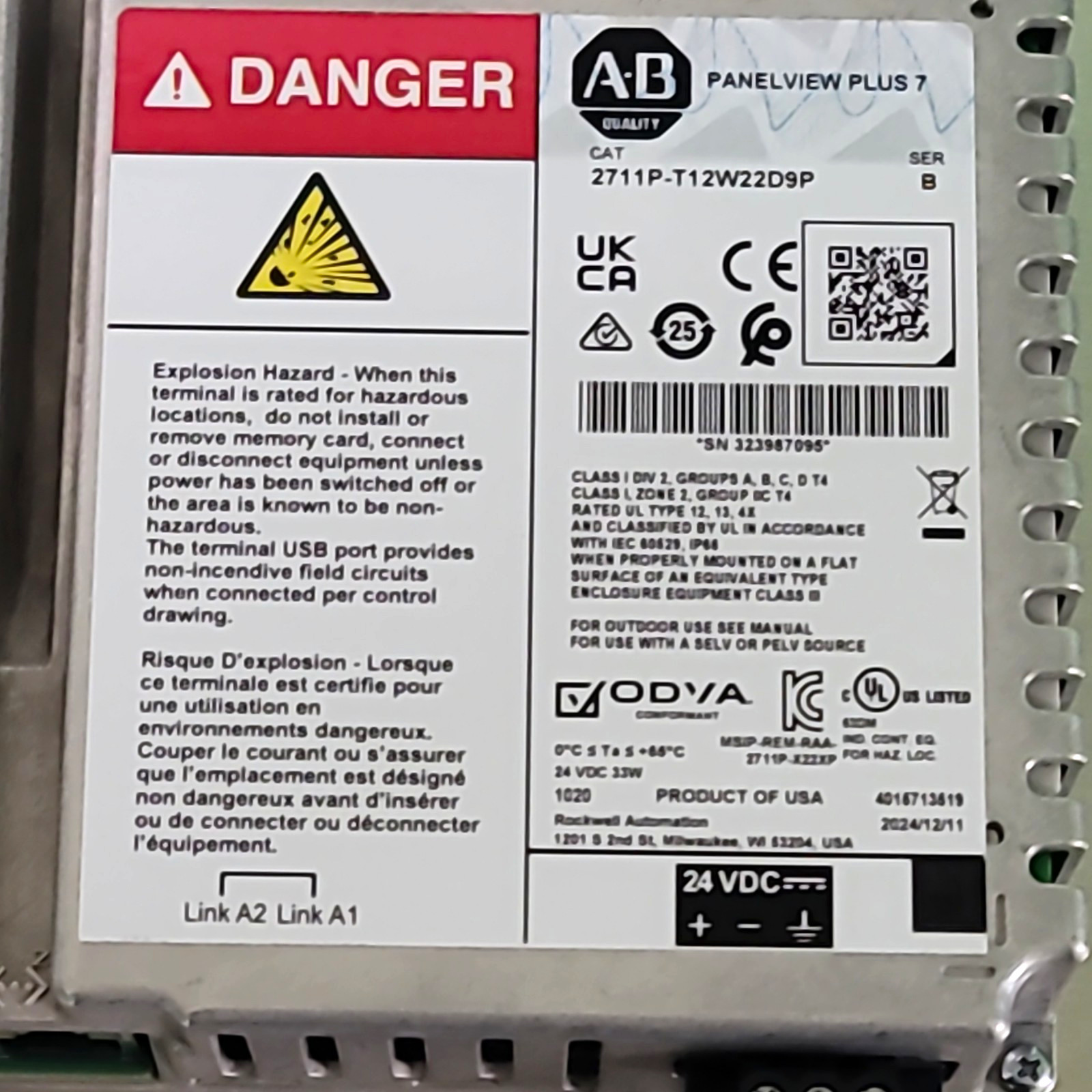 Allen-Bradley PanelView Plus 7 Graphic HMI 2711P-T12W22D9P TFT Touch