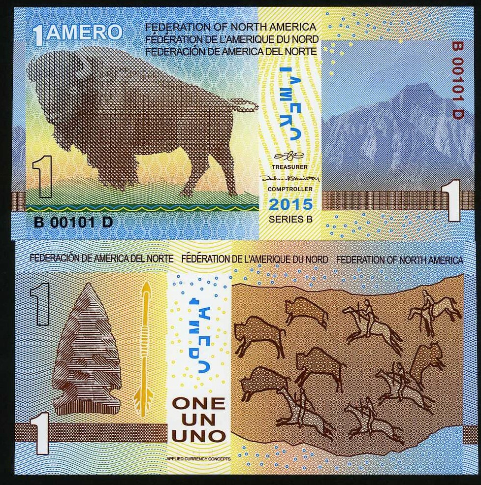 Federation of North America, 1 Amero, 2015, Polymer, UNC Bison