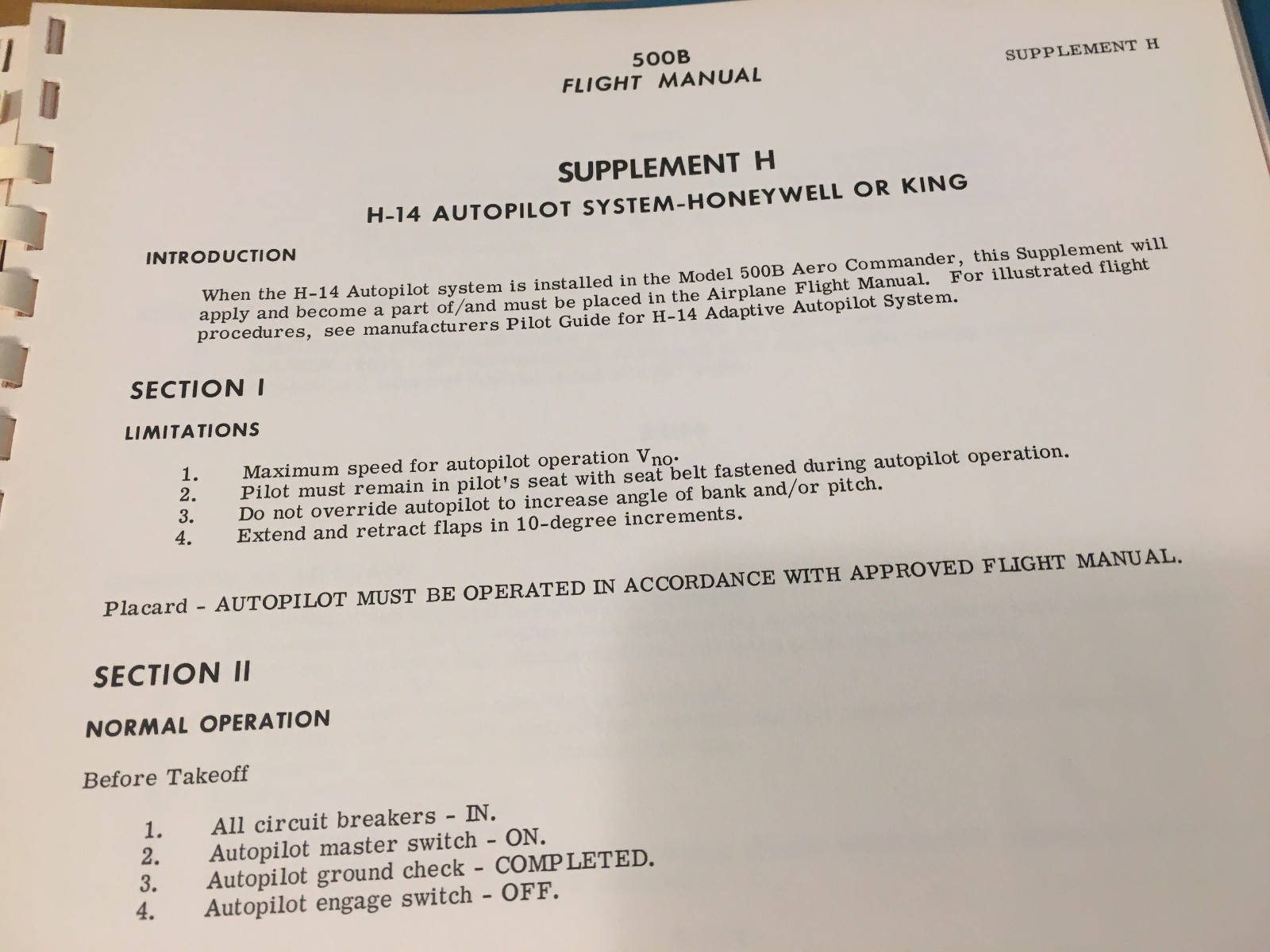 Rockwell Aero Commander 500B Flight Manual