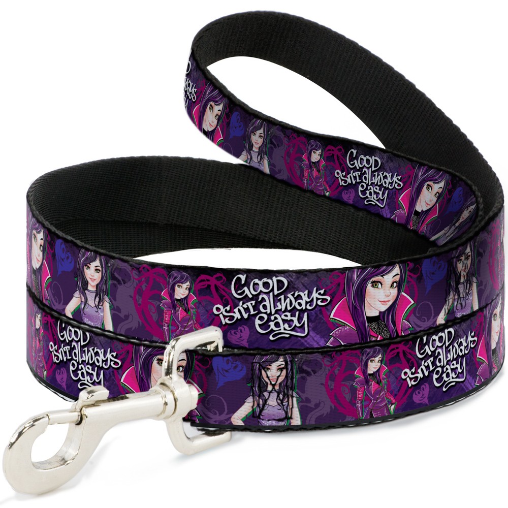 Dog Leash 6-FEET Descendants Mal 3-Poses GOOD ISN'T ALWAYS/Hearts/Dragons EASY P
