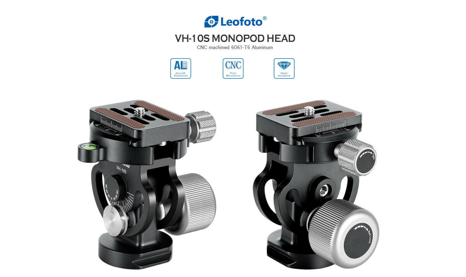 Leofoto MP-326C+VH-10S CF Monopod with VH-10S Two Way Tilt Head