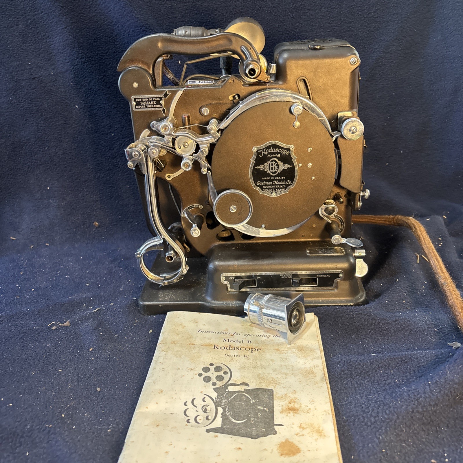 1920s Kodak Kodascope Model B 8mm Film Projector With Manual And Case POWERS ON