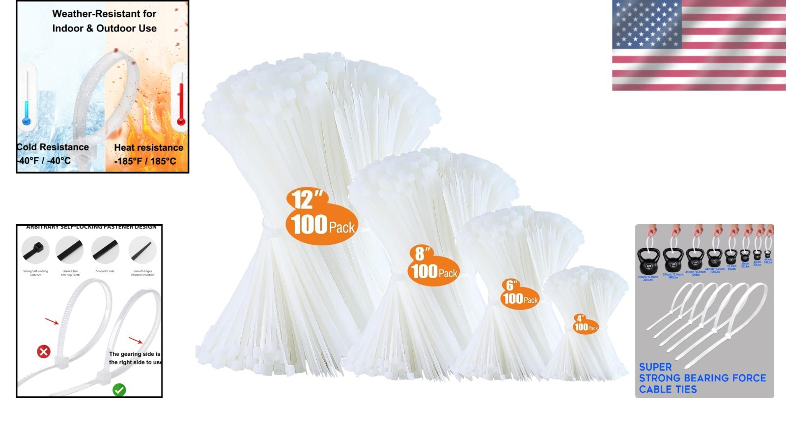 Essential 400-Pack of Assorted Zip Ties - Heavy Duty, UV Resistant & Fireproof