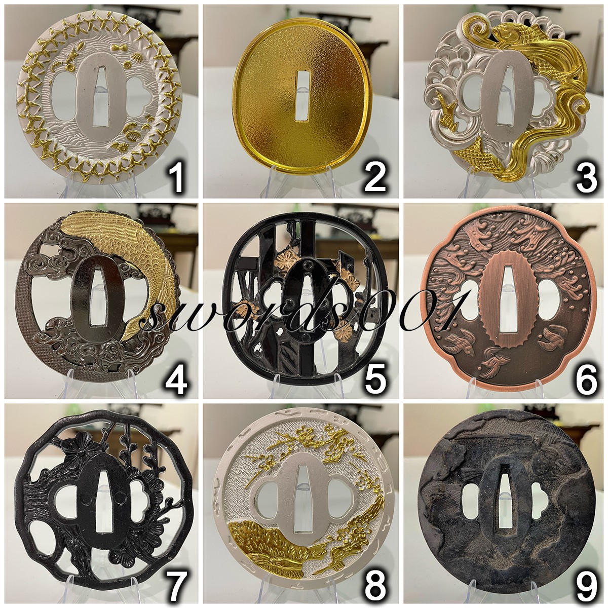 Collection Zinc Alloy Tsuba Hand Guard For Japanese Katana Sword Diy Maintenance