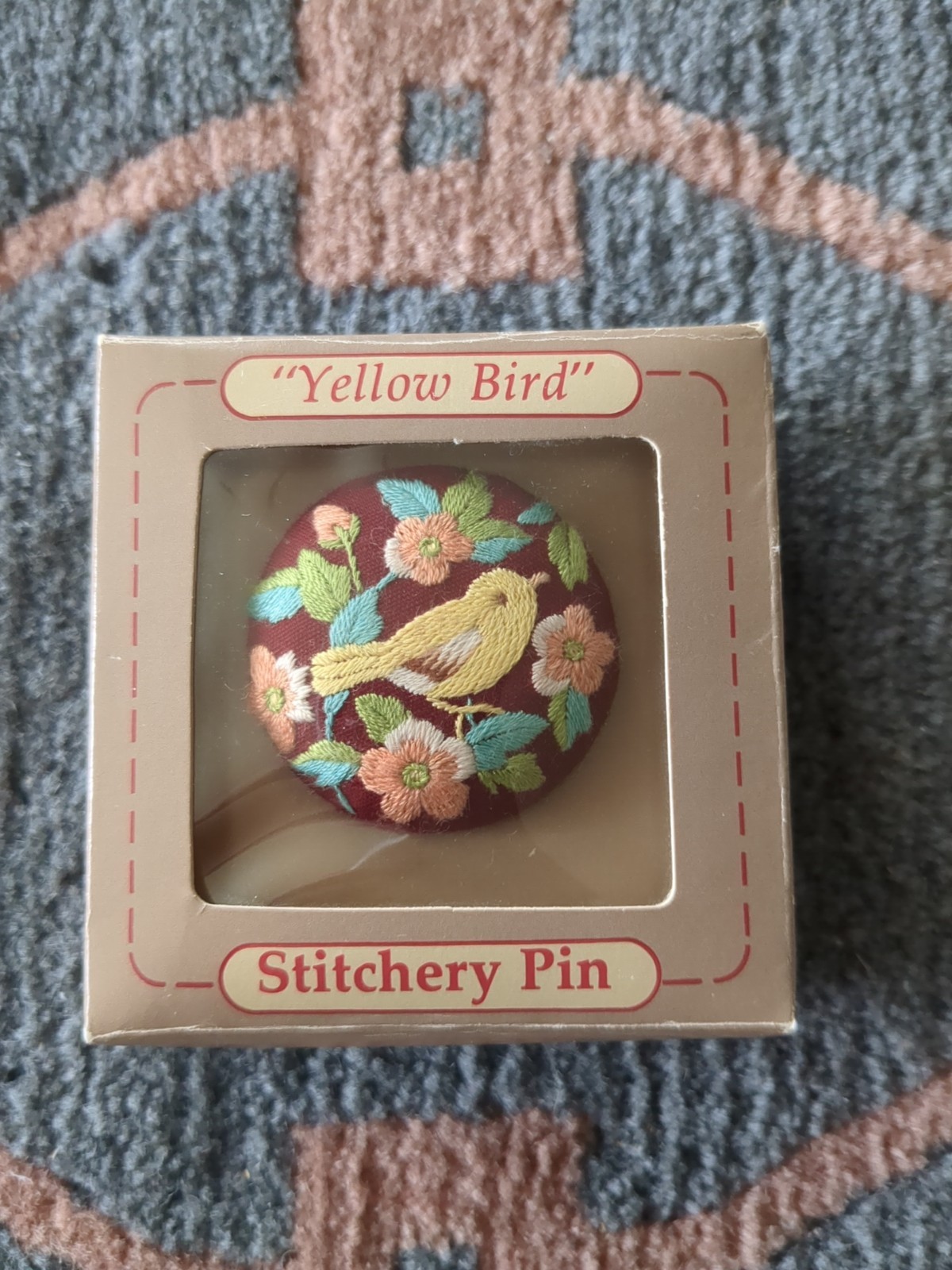 Vintage Hallmark Yellow Bird Embroidery Stitched Pin 1985 LP759-2