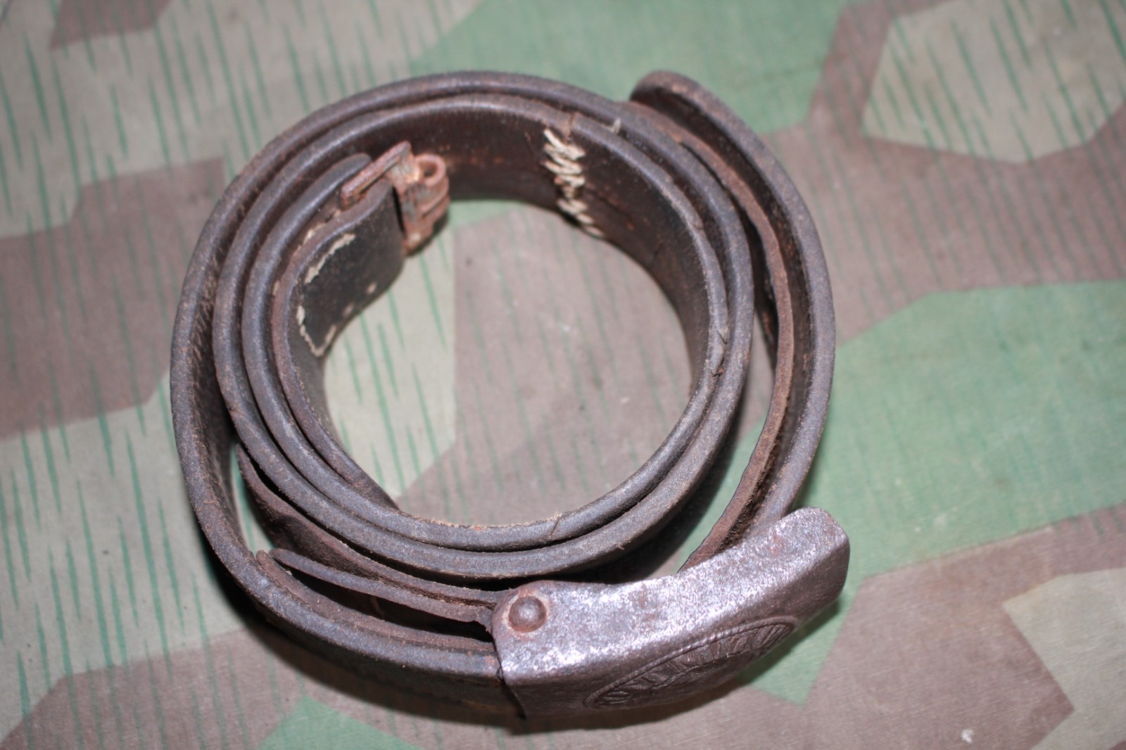 ORIGINAL WW2 GERMAN ARMY WEHRMACHT HEER BELT WITH STEEL BUCKLE DENAZIFIED 1940