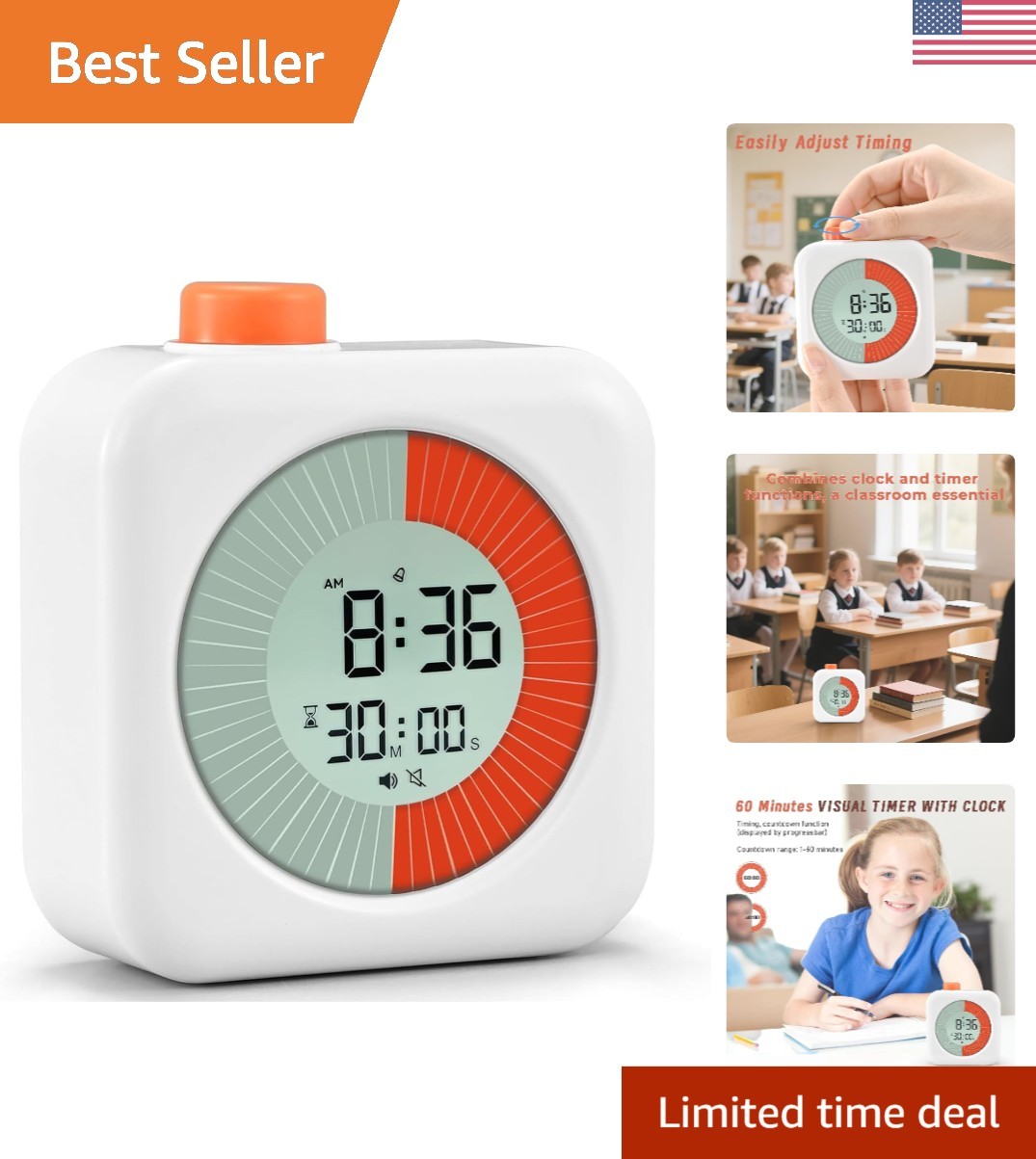 User-Friendly Visual Timer for Educators - 60-Minute Silent Countdown for Focus
