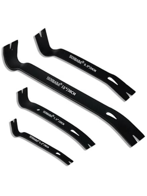 4-Pack Pry Bar Set 5-1/2"/7-1/2"/9-1/2"/15" Mini Nail Puller Crowbar,Utility