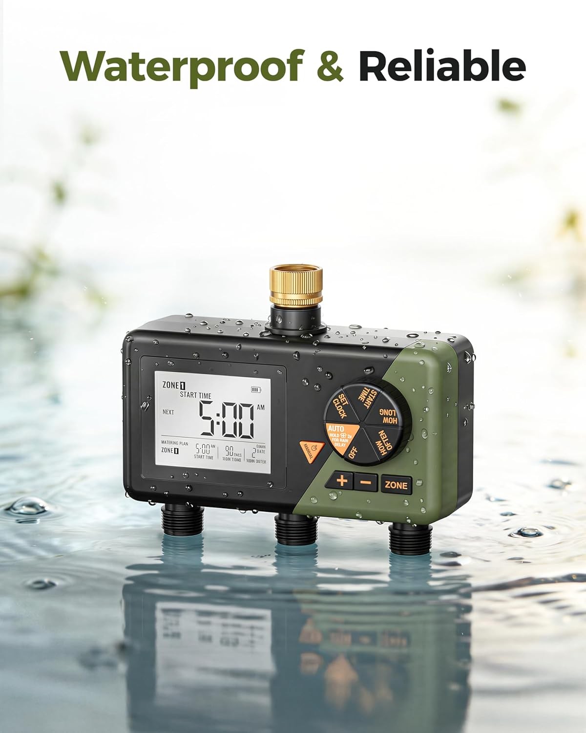 Sprinkler Timer 3 Zone Water Hose Timer for Garden Rain Delay Manual / Auto Mode