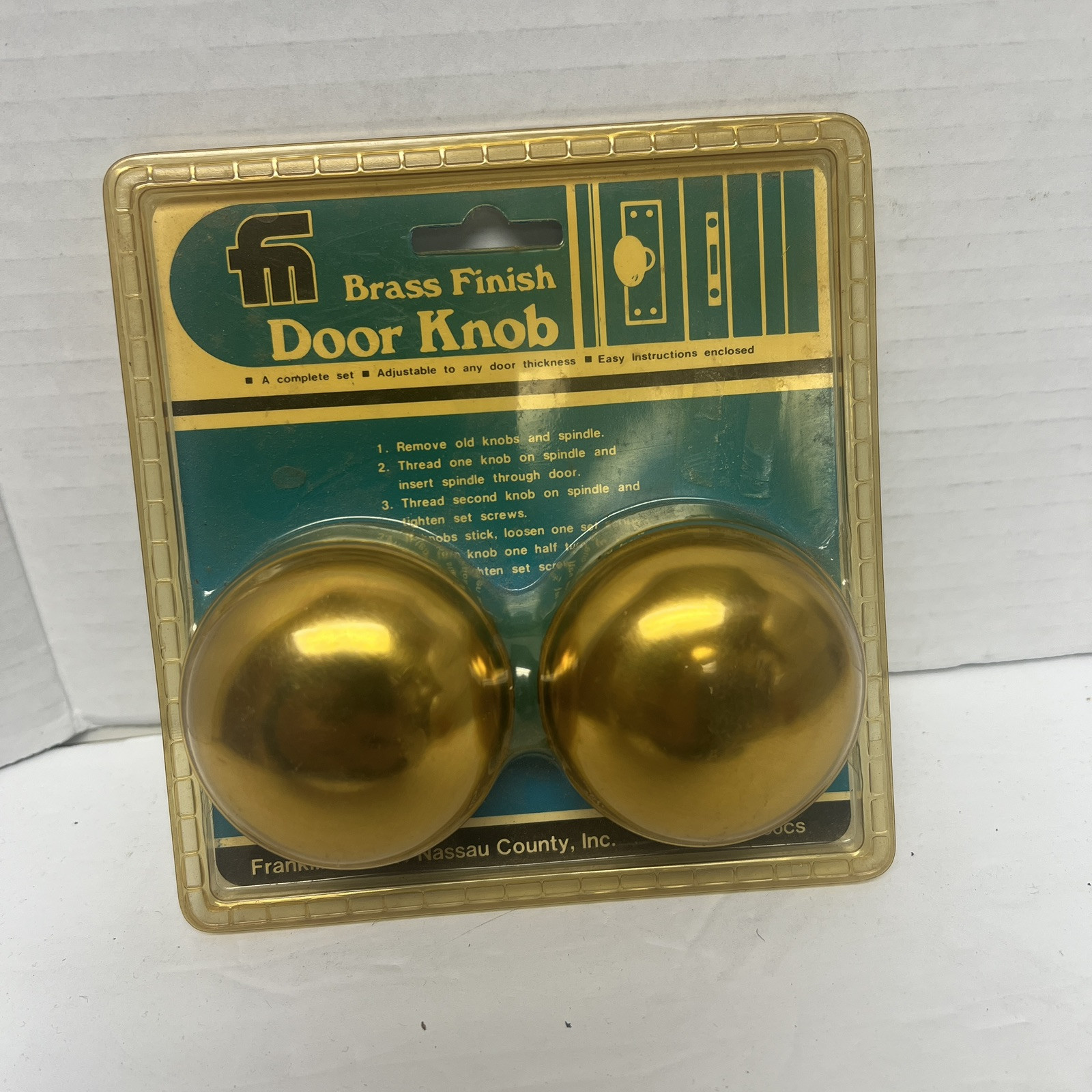 Vintage Franklin Mfg BRASS FINISH Door Knob UNUSED NEW USA Adjustable to door
