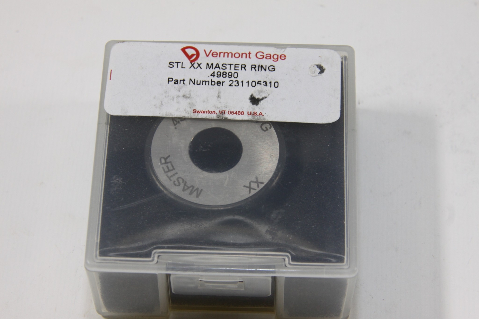 VERMONT GAGE MASTER RING GAGE STEEL XX .49890 PN 231105310