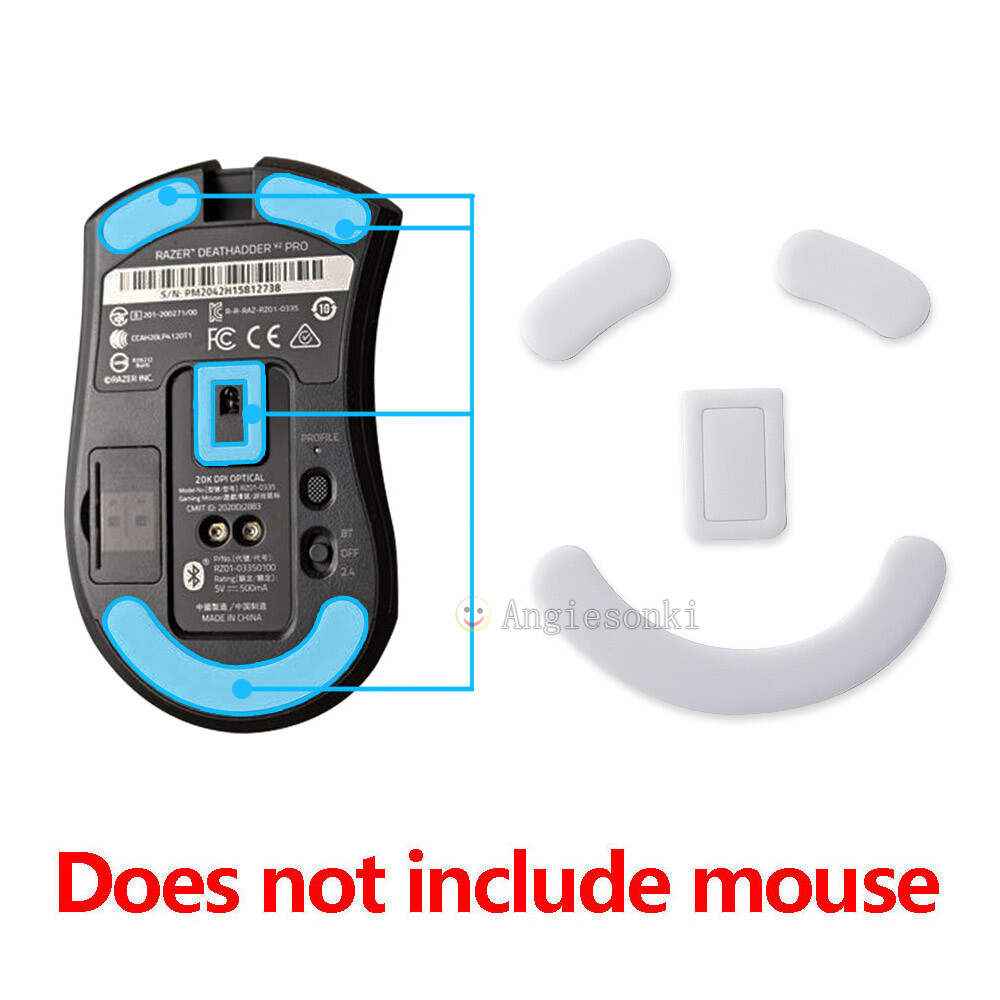 2 Sets White Rounded Curved Edges Mouse Feet Skates for Razer viper Mini mouse