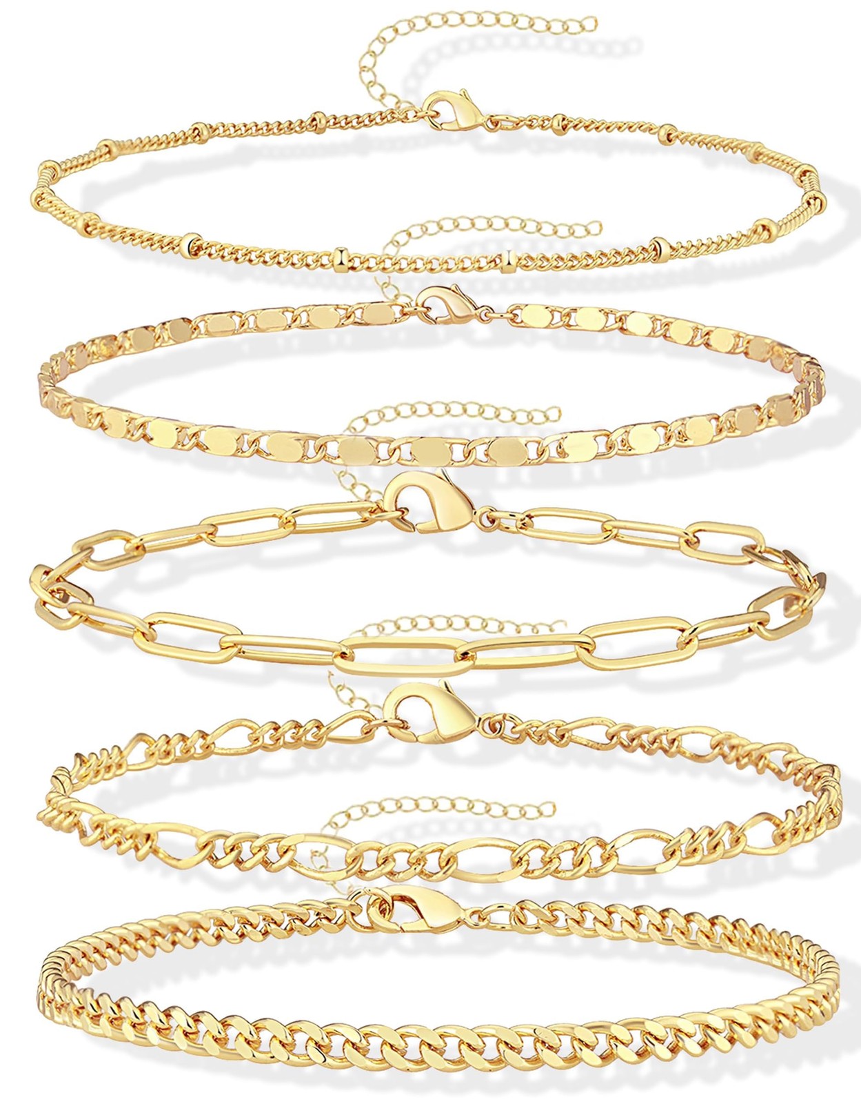 Gokeey Gold Bracelets for Women Trendy 14K Plated Jewelry 9 inches,