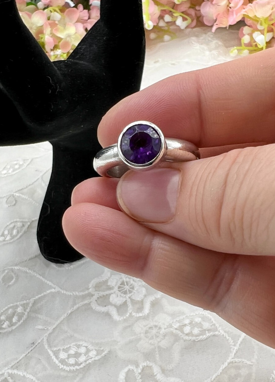 Sterling Silver Amethyst Ring Artisan Made Size 7.25