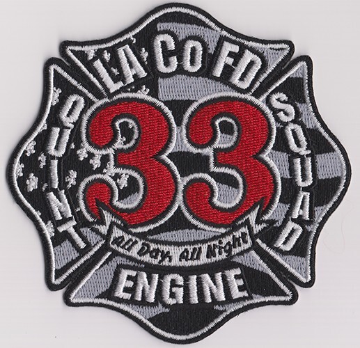 LA County Station 33  NEW   All Day, All Night - Red  Black  Fire Patch NEW