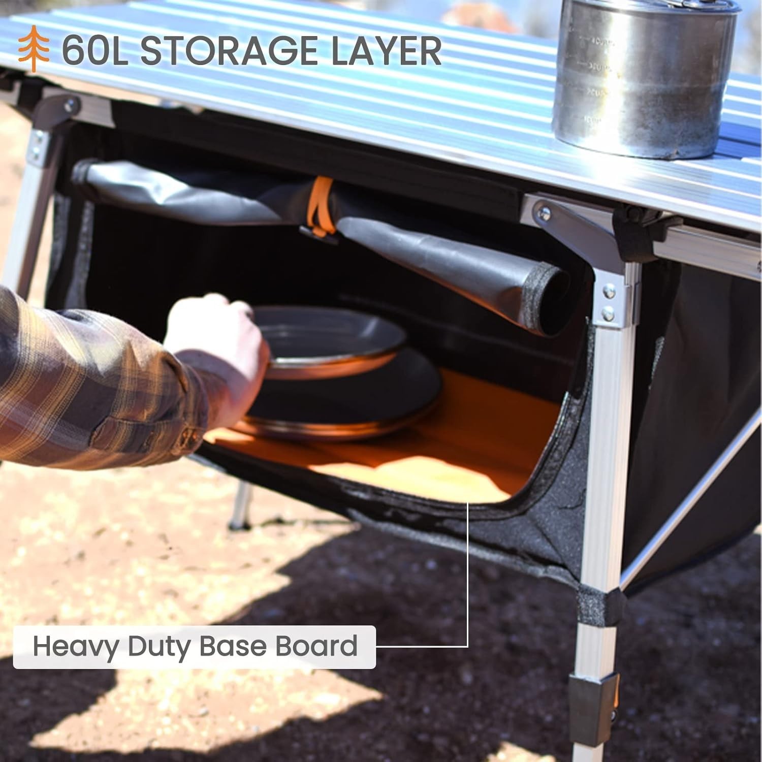Portable Aluminum Folding Beach Table with Storage Bag Grey