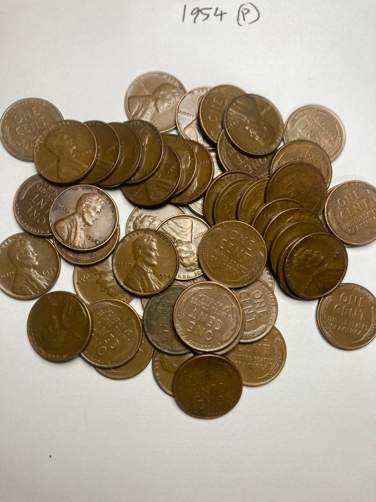1954 (P) LINCOLN WHEAT CENT PENNY ROLL, nice condition