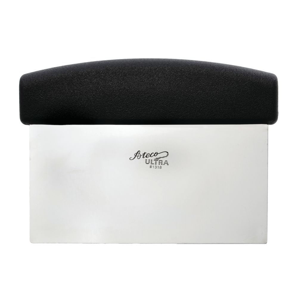 Ateco Stainless Steel Dough Scraper with Black Polypropylene Handle - 6"L x 3"W