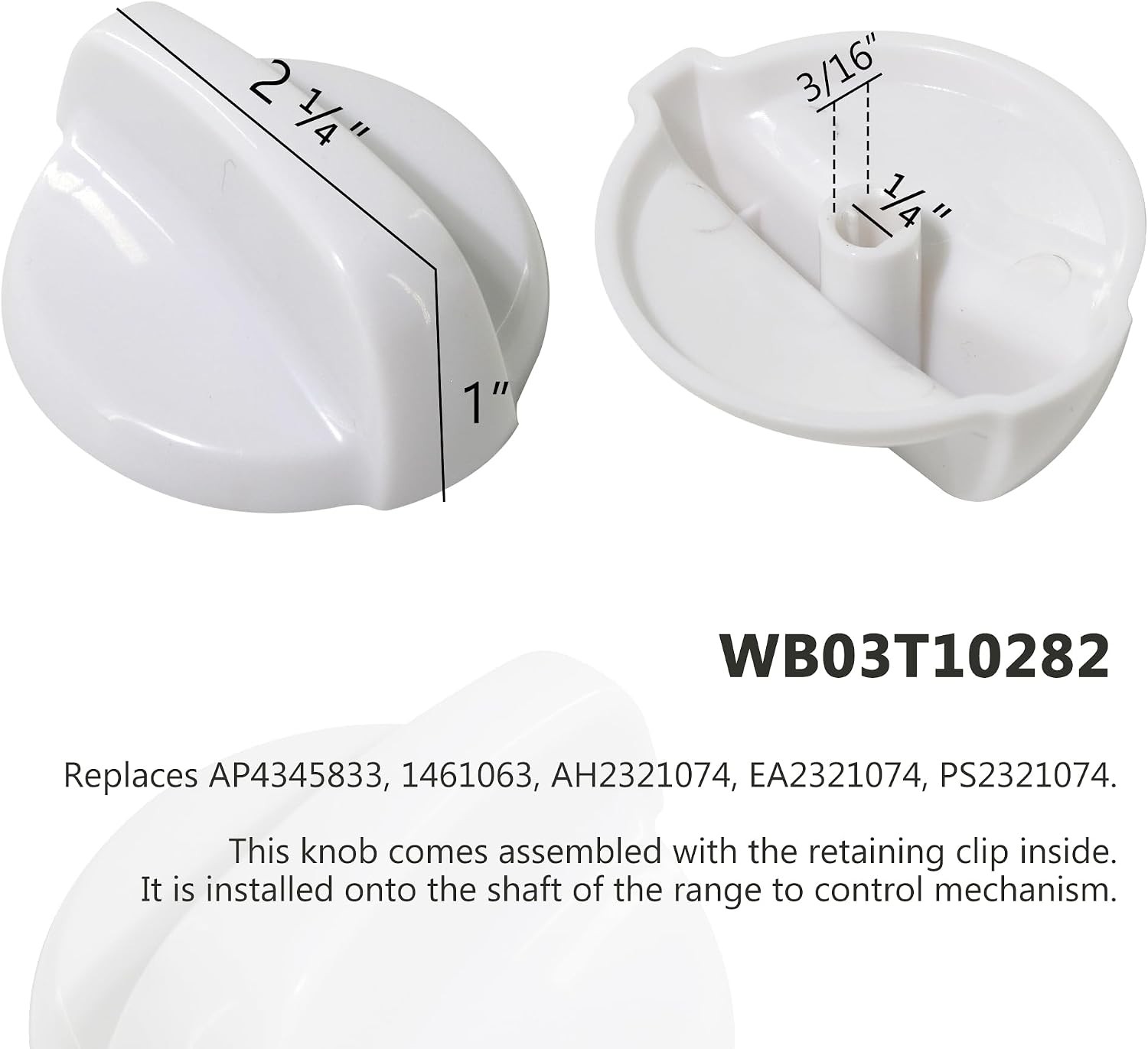 4 Pack White Gas Stove Burner Control Knobs Replacement For Range Oven
