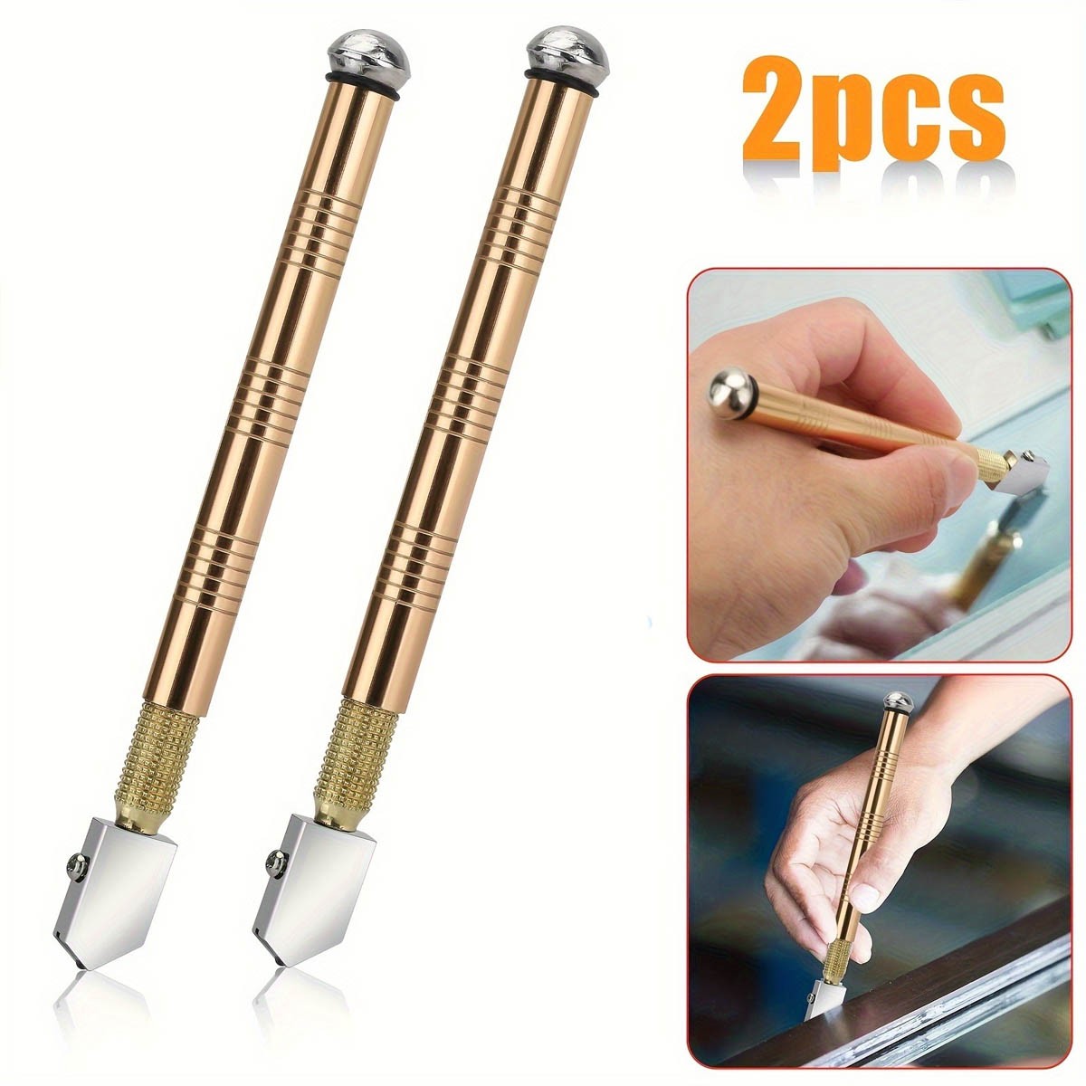 2Pcs Professional Glass Cutter, Metal Carbide, Anti-Skid Precision Cutting Tools